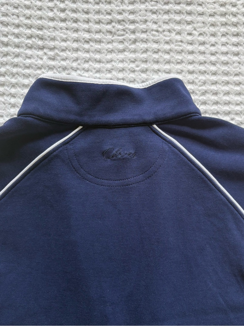 Clover by Bobby Jones Quarter Zip Pullover Navy White Trim Gold Clover Size M - Picture 11 of 13